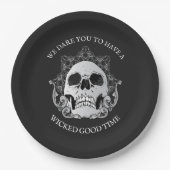 Gothic Skull-Halloween-Party Pappteller (Vorderseite)
