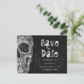 Gothic Skull Halloween Save the Date Ankündigungspostkarte (Stehend Vorderseite)