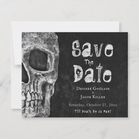 Gothic Skull Halloween Save the Date Budget (Vorderseite)