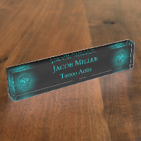 Gothic Skull Head Aquamarin Green Tattoo Shop