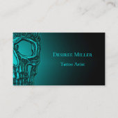 Gothic Skull Head Aquamarin Green Tattoo Shop Visitenkarte (Vorderseite)