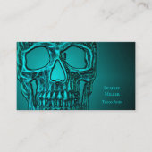 Gothic Skull Head Aquamarin Green Tattoo Shop Visitenkarte (Vorderseite)