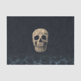 Gothic Skull Head Beige Black Navy Blue Floral Seidenpapier