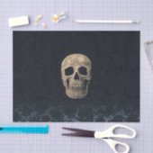 Gothic Skull Head Beige Black Navy Blue Floral Seidenpapier (Handwerk)