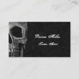 Gothic Skull Head Black Gray floral Tattoo Artist Visitenkarte