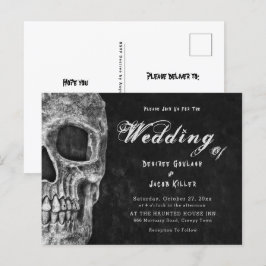 Gothic Skull Head Black Hallowedding Einladung