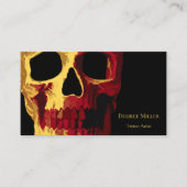 Gothic Skull Head Gelb Red Black Macabre Visitenkarte (Vorderseite)
