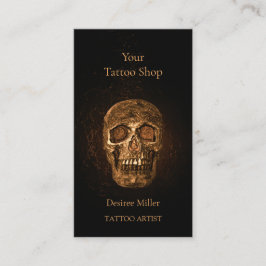 Gothic Skull Head glühend Gold Black Tattoo Shop Visitenkarte