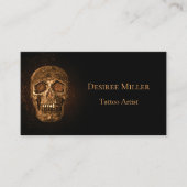 Gothic Skull Head glühend Gold Black Tattoo Shop Visitenkarte (Vorderseite)