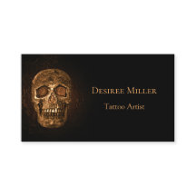 Gothic Skull Head glühend Gold Black Tattoo Shop