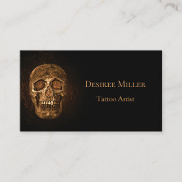Gothic Skull Head glühend Gold Black Tattoo Shop Visitenkarte