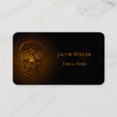 Gothic Skull Head Gold Metallic Tattoo Artist Visitenkarte (Vorderseite)