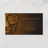Gothic Skull Head Gold Metallic Tattoo Shop Visitenkarte (Rückseite)
