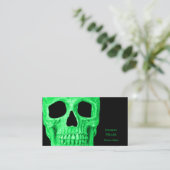 Gothic Skull Head Green Neon Black Tattoo Shop Visitenkarte (Stehend Vorderseite)
