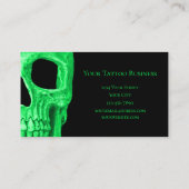 Gothic Skull Head Green Neon Black Tattoo Shop Visitenkarte (Rückseite)