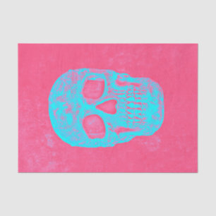 Gothic Skull Head Hot Pink Blue Decoupage Pop Seidenpapier