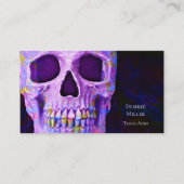 Gothic Skull Head Lila Blue Tattoo Shop Visitenkarte (Vorderseite)