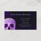 Gothic Skull Head Lila Blue Tattoo Shop Visitenkarte (Rückseite)