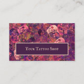 Gothic Skull Head Muster Lila Pink Tattoo Shop Visitenkarte (Vorderseite)