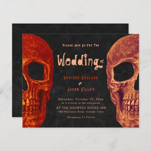 Gothic Skull Head Orange Black Halloween Budget (Vorne/Hinten)