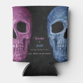 Gothic Skull Head Pink Blue Hallowedding Dosenkühler (Vorderseite)