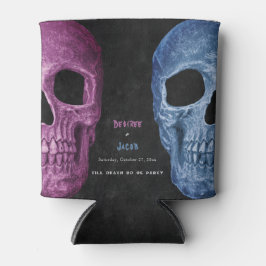 Gothic Skull Head Pink Blue Hallowedding Dosenkühler