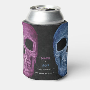 Gothic Skull Head Pink Blue Hallowedding Dosenkühler