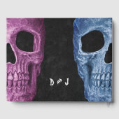 Gothic Skull Head Pink Blue Hallowedding Gästebuch (Rückseite)