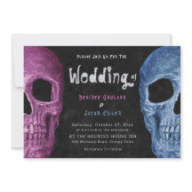 Gothic Skull Head Pink Blue Halloween Hochzeit