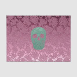 Gothic Skull Head Pink Green Girly Floral Design Seidenpapier