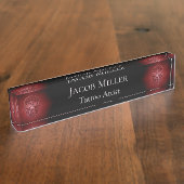 Gothic Skull Head Rot Schwarz Glühen Tattoo Shop Namensplakette (Seite)