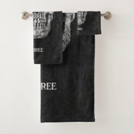 Gothic Skull Head Schwarz und Weiß Custom Badhandtuch Set