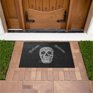 Gothic Skull Head Schwarz und Weiß Custom Fußmatte