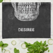 Gothic Skull Head Schwarz und Weiß Custom Geschirrtuch (Gefaltet)