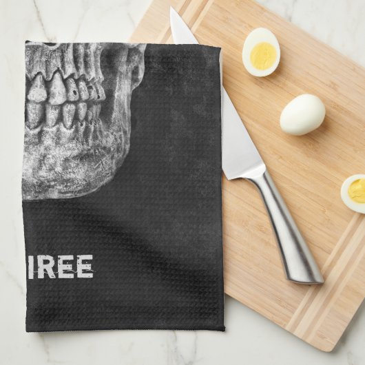 Gothic Skull Head Schwarz und Weiß Custom Geschirrtuch (Viertel Falte)