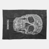 Gothic Skull Head Schwarz und Weiß Custom Geschirrtuch (Horizontal)