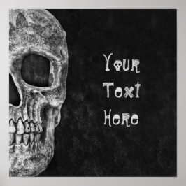 Gothic Skull Head Schwarz und Weiß Custom Poster