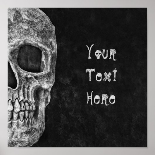 Gothic Skull Head Schwarz und Weiß Custom Poster (Vorne)