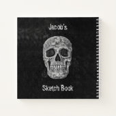 Gothic Skull Head Schwarz-weiß Art Sketch Buch (Rückseite)