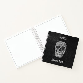 Gothic Skull Head Schwarz-weiß Art Sketch Buch