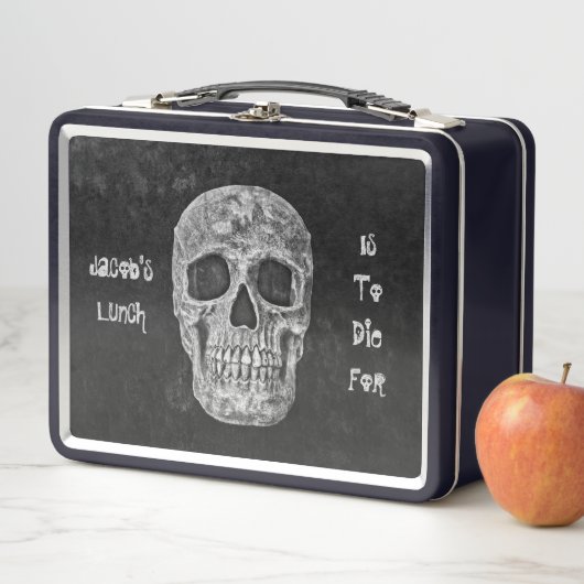 Gothic Skull Head Schwarz-weiß Cool Die für Metall Brotdose (Beispiel)