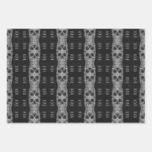 Gothic Skull Head Schwarz-Weiß-Muster Geschenkpapier Set (Vorderseite 3)