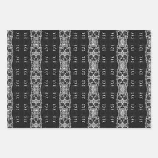 Gothic Skull Head Schwarz-Weiß-Muster Geschenkpapier Set (Vorderseite 2)