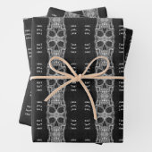 Gothic Skull Head Schwarz-Weiß-Muster Geschenkpapier Set (Beispiel)