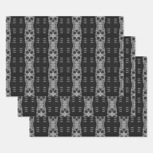 Gothic Skull Head Schwarz-Weiß-Muster Geschenkpapier Set (Set)