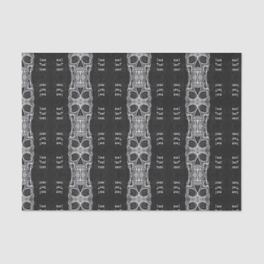 Gothic Skull Head Schwarz-Weiß-Muster Seidenpapier (Vorderseite)