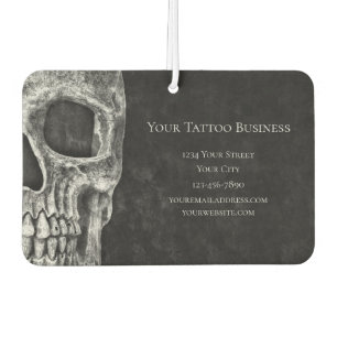 Gothic Skull Head Schwarz-Weiß Tattoo Shop Autolufterfrischer