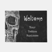 Gothic Skull Head Schwarz-Weiß Tattoo Shop Fußmatte (Vorderseite)