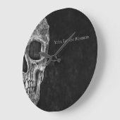 Gothic Skull Head Schwarz-Weiß Tattoo Shop Große Wanduhr (Winkel)
