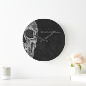 Gothic Skull Head Schwarz-Weiß Tattoo Shop Große Wanduhr (Zuhause)